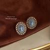 Pendientes de Botón de Lujo de Estilo Francés Vintage, Elegantes y Versátiles, Chapados en Plata con Diseño Elaborado, Pendientes de Declaración Hechos de Fábrica