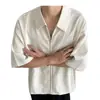 Camisa de Manga Corta con Textura Plisada para Hombre 2026 Verano Nuevo Estilo de Alta Gama Fresca Moderna Holgada de Media Manga