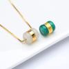 Pé de ouro Hetian jade transferência talão colar de jade natural Xiuyu ouro embutido jade Lutong cadeia de clavícula das mulheres atacado