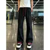 Calças de trabalho patchwork color-blocking estilo americano para outono para homens, calças retas largas da moda, calças casuais largas esportivas plus size