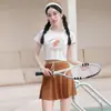Novo estilo esportivo popular feminino split ins barriga cobrindo saia emagrecedora primavera quente barriga cobrindo maiô atacado