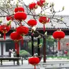 Adornos colgantes de linterna pequeña roja aterciopelada para árbol exterior, diseño de escena interior, boda, Festival de Medio Otoño, decoraciones festivas