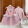 Vestido sin mangas para niña, vestido de cumpleaños de otoño para niños, vestido de pastel de tutú con lentejuelas, dulce vestido de princesa de tul