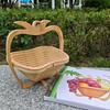 Cesta de frutas de bambu criativa dobrável para vegetais, cesta de frutas de bambu para armazenamento, prato de frutas para áreas externas, suporte para frutas em estilo japonês