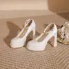 Zapatos Mary Jane versátiles, delicados y etéreos, nuevo estilo con un diseño de tacón para mayor altura, zapatos planos de tacón alto, tendencia 2025