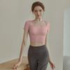 Traje de Yoga de Manga Corta para Fitness Ropa Interior Deportiva de Alta Gama para Mujer Ropa Ajustada a Prueba de Impactos de Manga Corta de Secado Rápido con Almohadilla en el Pecho para Mujer