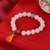 Pulsera de cuentas redondas de temperamento simple con cera de abejas de jade blanco Hetian natural chapada en oro de plata esterlina S925 de Yilu, pulsera femenina