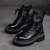 Botas Martin de suela gruesa con cremallera lateral y punta redonda para mujer, estilo retro, para otoño e invierno, de Shanghai Jie Shu