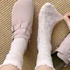 Calcetines con Volantes de Encaje para Mujer, Media Pantorrilla, Primavera y Verano, Malla Fina, Transpirables, Estilo Ballet, Calcetines de Algodón con Encaje Estilo Miu al por Mayor