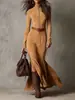 2025 En Stock Alta Calidad Doble Cara Cachemir Nuevo Otoño Moda Europea y Americana Elegante Temperamento Cremallera Cuello Alto Vestido