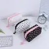 Nueva Bolsa de Maquillaje con Lazo Plisado para Mujer, Linda Bolsa Grande de Almacenamiento para Cuidado de la Piel, Bolsa de Lavado Grande para Viaje