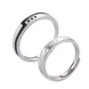 Anel de Casal Plataforma Masculino e Feminino Design de Nicho Ins Anel para Amor à Distância Anel de Gotejamento de Cola Preto e Branco Presente de Aniversário