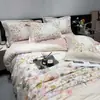 Juego de Cuatro Piezas de Algodón Platino 13376: Pintura al Óleo Estampado Floral, Todas las Estaciones, Agradable para la Piel, Suave y Cómodo, Juego de Ropa de Cama 100% Algodón, Estilo Sábana Doble