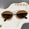 Óculos de Sol Ovais de Metal Estilo Novo de Celebridade da Internet Europeia e Americana Óculos de Sol com Proteção Solar Retrô Feminino Óculos de Sol Anti-UV