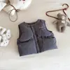 Chaleco acolchado de invierno para bebé Dianxi, chaqueta con capucha a rayas, pantalones joggers de felpa para bebé, juego de tres piezas