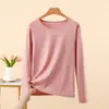 Camiseta Camada Base Térmica Gola Redonda Nano Fleece para Mulheres Manga Longa Slim Fit Roupa Íntima Versátil Roupa de Outono Top