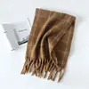 Cachecol de Mohair Outono e Inverno Cor Sólida Lã Aquecedor de Pescoço Versátil Inverno Estendido Franja Unissex Cachecol de Exportação Europeu e Americano