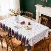 Exclusivo transfronterizo, popular mantel navideño con estampado de flor de Nochebuena de alta definición, mantel decorativo festivo, serie para el hogar, en stock