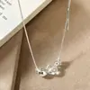 Colar de Prata de Lei S925 com Cristal Branco para Mulheres, Luxo Leve, High-End, Corrente de Pescoço Simples, Design de Nicho, Corrente Clavicular Retrô Atacado