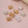 Bandeja de Flor Chapada en Oro de 14K con Circonita Barril de Cintura Pequeña Cuentas Incrustadas con Circonita Cuentas Espaciadoras Accesorios para Joyería Hecha a Mano DIY