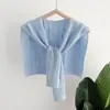 Camisa/Xale de Tricô Oco de Cor Sólida Estilo Coreano para Mulheres 2026 Novo Modelo Colete de Roupa Externa Xale para Sala com Ar Condicionado