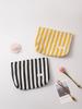 Nueva bolsa de cosméticos de lona con rayas simples y artísticas, bolso de mano portátil para chica, bolsa de almacenamiento con cremallera para cosméticos