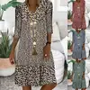 2026 Amazon AliExpress Wish colección de verano nueva: vestido estampado, de manga media, cuello en V, de longitud media, ropa para mujer transfronteriza
