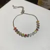 Pulseira Ajustável com Pingente de Franja Redonda de Zircônia Transfronteiriça, Toque de Luxo Leve de Alta Qualidade, Super Brilhante, Versátil Pulseira de Amizade
