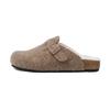 Sapatos Birkenneth forrados com fleece, meio arrasto, sola plana, bico coberto, Mao Mao, sapatos de camada única para mulheres, 2024, novo calçado de outer wear, outono e inverno, couro genuíno, sapatos Birkenneth