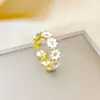 Anillo Ladrillo de Diseño Nicho de Alta Gama Lujo Accesible para Mujer Moda Europea y Americana Creativo Zirconia Chapado en Oro Anillo Abierto Ajustable