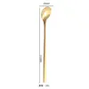 Colher de Sobremesa de Aço Inoxidável 304 Colher de Mexer Doméstica com Cabo Longo Colher Criativa Coreana para Café Colher de Mel Colher para Caneca