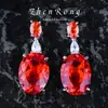 Conjunto Luxuoso Fanta Paparacha Totalmente Cravejado de Diamantes Vestido Corrente Brincos de Jantar Noiva Joias de Casamento Anel Conjunto Tesouro Colorido