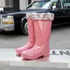 2026 Botas de Lluvia para Adultos de Color Sólido, Caña Alta, Antideslizantes, Impermeables, Zapatos de Agua de PVC para Trabajo en Cocina para Mujer