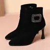 Botines Lisos para Mujer 2026 Otoño Nuevo Estilo Punta Fina Tacón Alto Cremallera Lateral Botines Individuales Moda Coreana Tacones Finos para Mujer