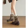 Fivela de Cinto Oculta Aumento de Altura Botas Ocidentais Femininas 2026 Nova Moda Merade Outono Salto Grosso Botas Arredondadas Botas de Equitação