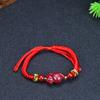Pulsera de Cuerda Hecha a Mano de Cinabrio Natural Año del Zodiaco Doce Cuerda Roja de Mano Pulsera Amuleto para Niños de Cinabrio