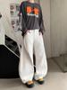 Design Vintage Retalhos Rachados Casual Americano Jeans Cimitarra Modelagem Solta Calças Unissex Casuais Versáteis