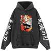 Sudadera con capucha de algodón duffed vintage lavado de Demon Slayer Ghost Blade para hombre y mujer