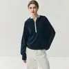 ¡Cachemira lujosa! Colección de otoño e invierno: elegante suéter de cachemira para mujer, versátil suéter con capucha y media cremallera en colores contrastantes
