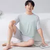 Pijama de Modal Estilo Coreano para Hombre, Shorts de Manga Corta de Verano, Estilo Delgado para Adolescentes, Se Puede Usar Afuera, Conjunto Casual para Estar en Casa