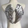 Parche de Tela Bordado de Alas de Ángel con Lentejuelas Parche Adhesivo Decoración de Ropa Negra Dorada y Plateada Accesorios Hecho a Mano DIY