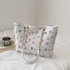 Bolsa de ombro tipo tote com corrente, grande capacidade, estilo coreano floral borboleta, para o dia a dia, nova moda, tendência, estilosa