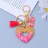 Llavero de Amor Hueco con Gota de Cristal Resina Corazón Mariposa Borla Colgante Colgante para Bolso Regalo para Novia