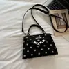 Bolso de lunares para mujer 2026 nuevo otoño popular Kelly bolso tote pequeño retro para ir al trabajo de un solo hombro bandolera bolso cuadrado pequeño