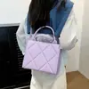 Bolso de Color Sólido Estilo Nuevo 2025 para Mujer, Bolso Portátil Cruzado de Hombro Color Caramelo con Diseño de Rombos, Bolso Cuadrado Pequeño Simple