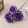 Flores de Seda Flores Artificiales Plantas Verdes Flores Artificiales Rosa de 3 Cabezas Textura de Malla Flores de Rosa Paisajes de B&B Ramilletes de Boda Arreglos Florales Ramilletes de Flores Decorativos