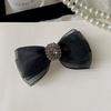 Francês Retro de alta qualidade Strass Grab Clip Bow Mesh Cabeça elegante Half-tie Spring Clip Hairpin Headwear