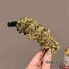 Grampo Banana Plissado Estilo Coreano Azul Smog com Estampa de Leopardo para Mulheres Versátil de Alta Qualidade para Rabo de Cavalo Alto com Volume