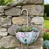 Cesta de flores de pared con forma de paraguas de estilo europeo, maceta decorativa de hierro forjado, cesta de flores colgante de metal, decoración de pared