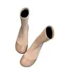 Botines Cortos Sencillos de Punta Redonda para Mujer Otoño/Invierno 2026 Suela Plana Caña Delgada Temperamento de Oficina Botas Adelgazantes de Gamuza Patchwork Dr. Martens